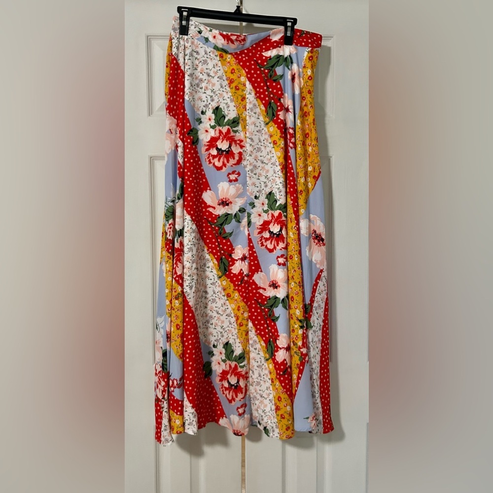 New York & Company colorful wrap skirt maxi woman size large long modest